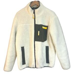 Bershka Faux Shearling Shaggy Full Zip Jacket Casual Relaxed Fit Size M